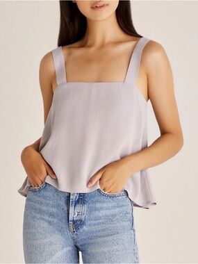 Z Supply Lavender Gray Aniston Tank Square Neck Sz M